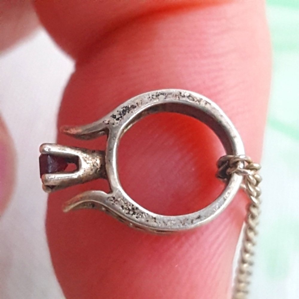 🌙Vintage 925 Garnet Birthstone Ring January on 925 Chain - Picture 2 of 15